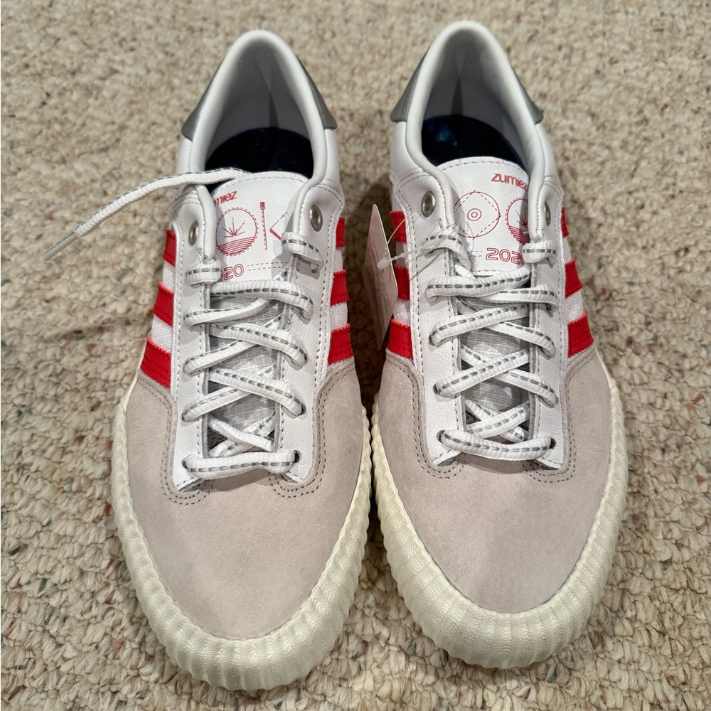 Limited Edition Zumiez x Adidas Red and White Sneakers with Classic Design